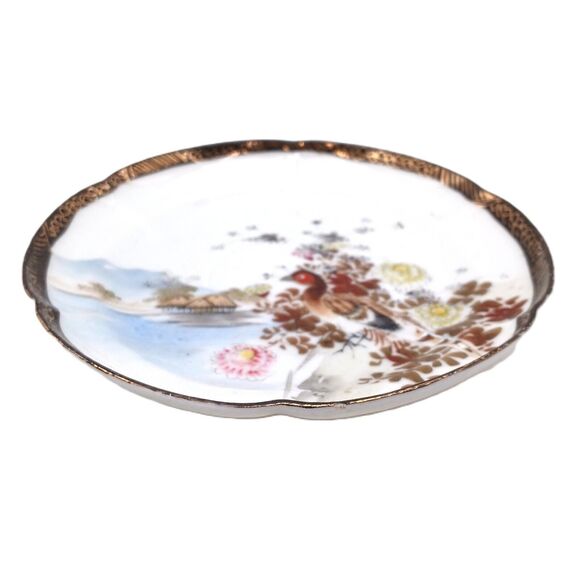 Vintage Japanese Kutani Egg Shell Porcelain Tea Cup & Saucer Hand Painted - Picture 4 of 16